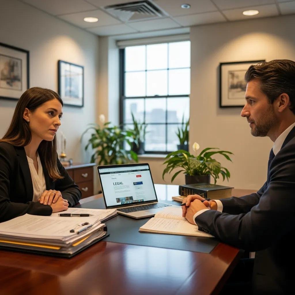 Individual consulting with a lawyer about personal injury claims in an office