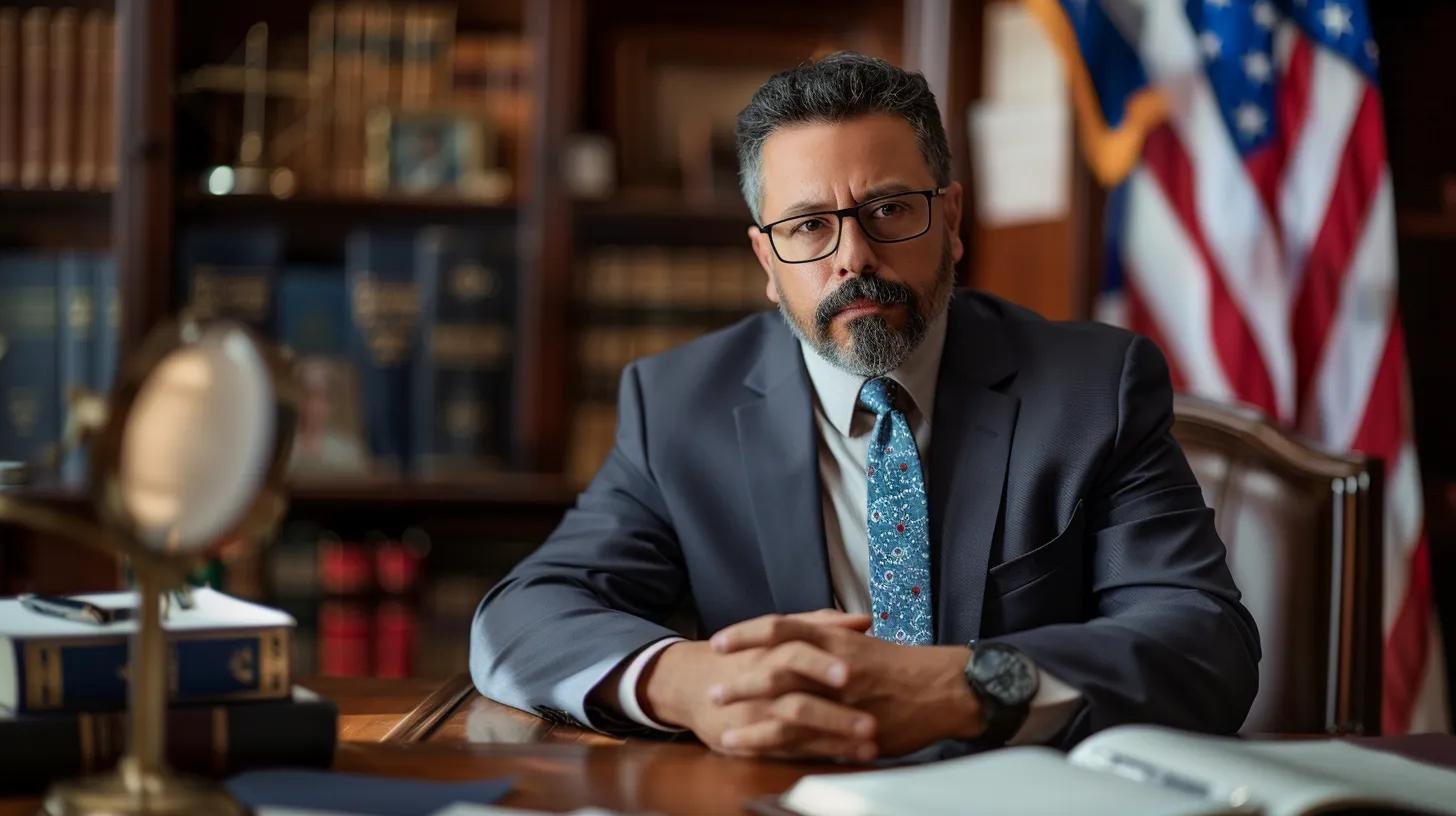 Criminal defense attorney consulting with a client in an office setting