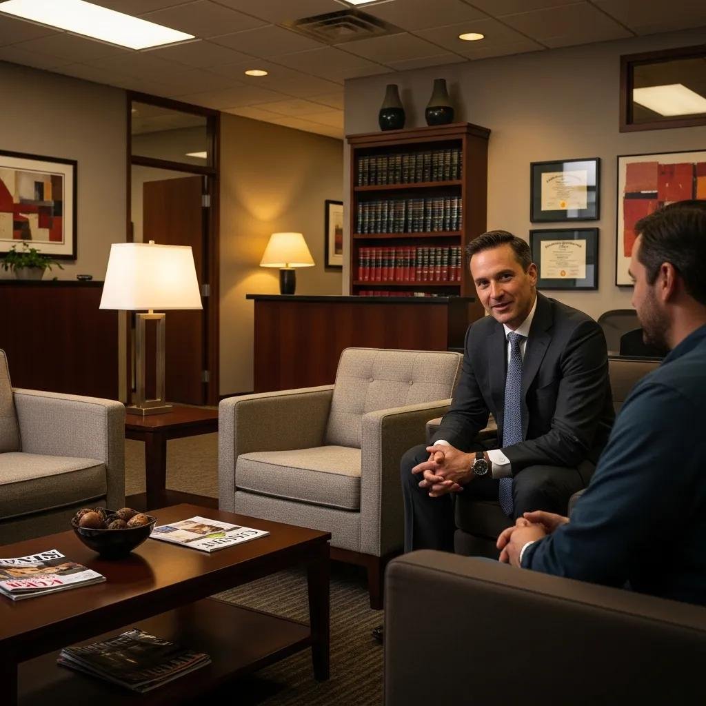 Personal injury attorney office with welcoming atmosphere and professional decor