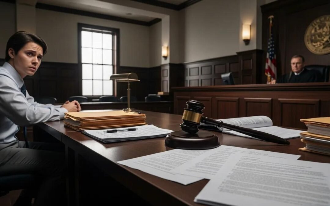 Courtroom scene highlighting the seriousness of domestic violence charges in Florida