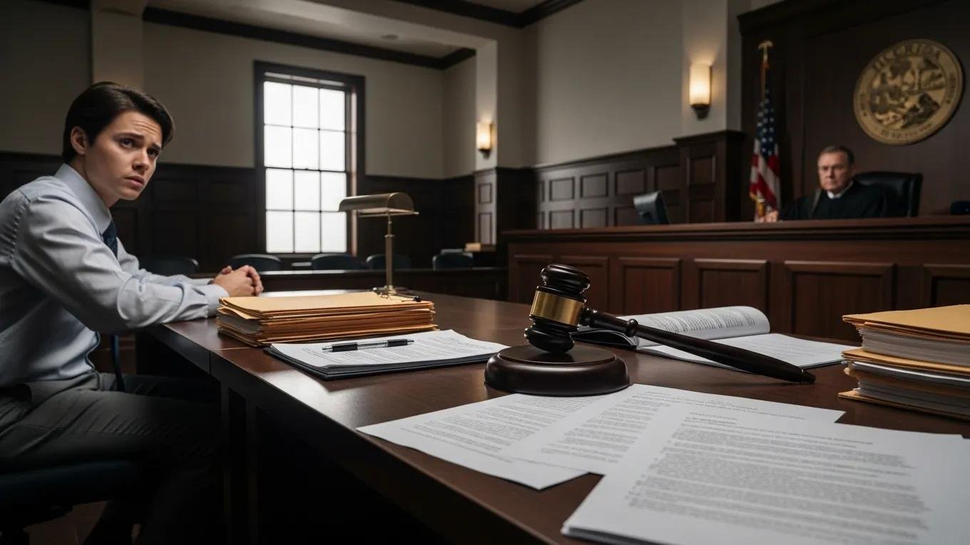 Courtroom scene highlighting the seriousness of domestic violence charges in Florida
