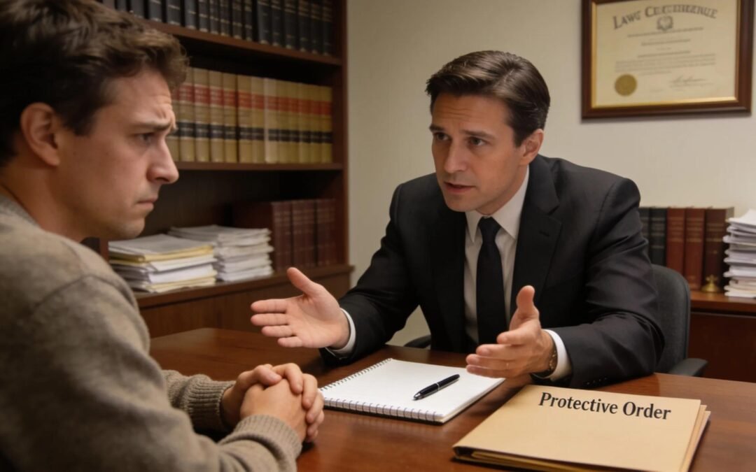 Attorneys discussing protective order violation defense in Orlando, Florida.