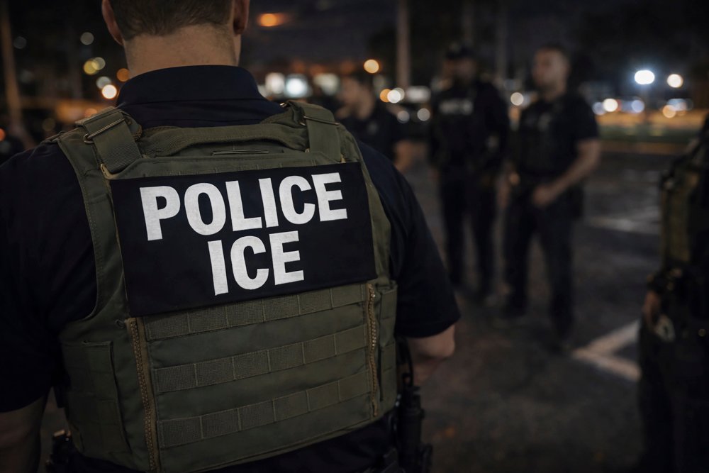 Close-up of a U.S. Border Patrol officer’s tactical vest with